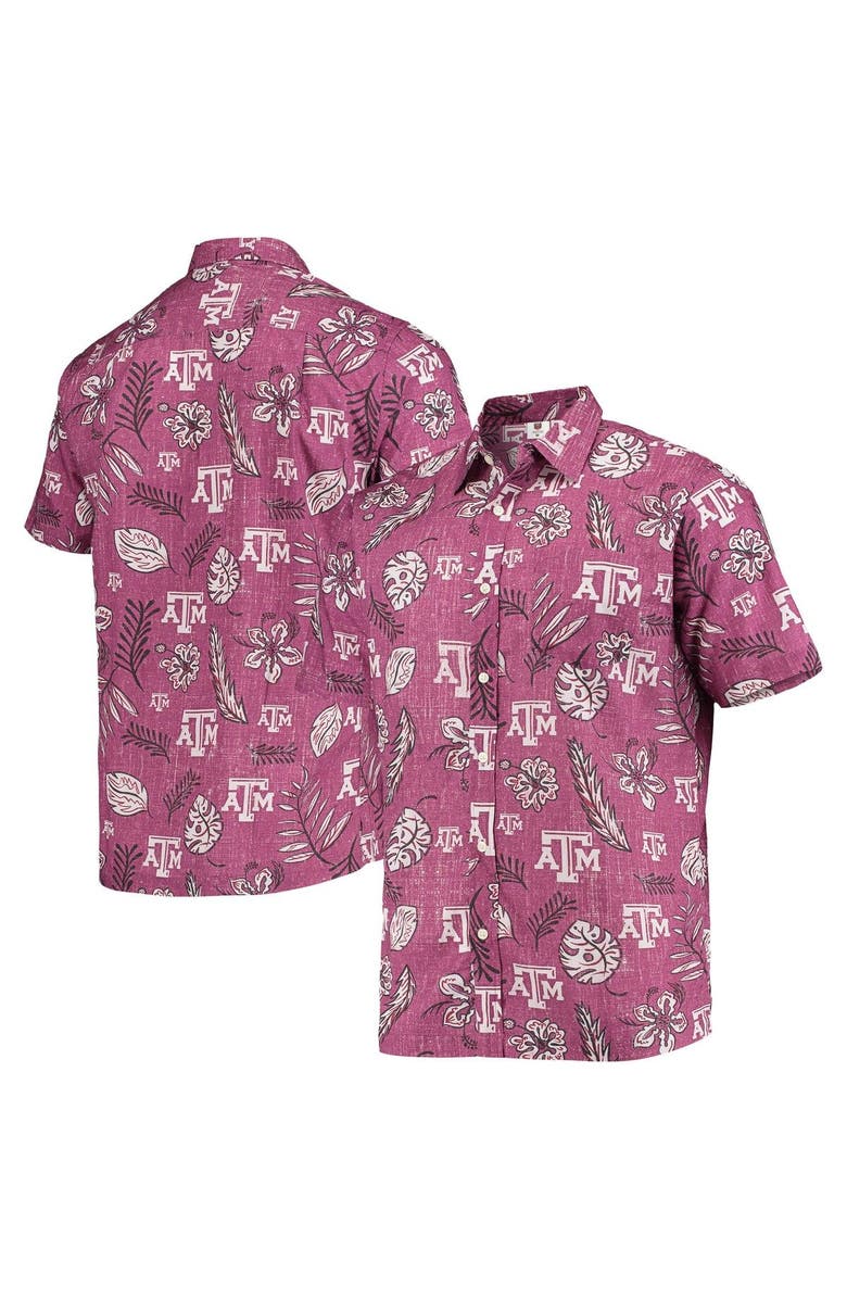 Wes & Willy Men's Wes & Willy Maroon Texas A&M Aggies Vintage Floral Button-Up Shirt, Main, color,