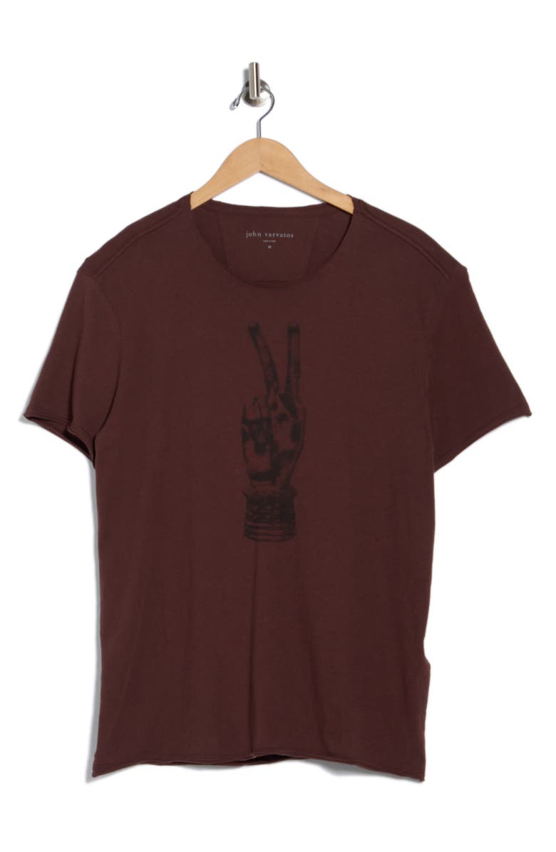 John Varvatos Royal Peace Raw Edge Cotton Graphic T-Shirt, Alternate, color, Merlot