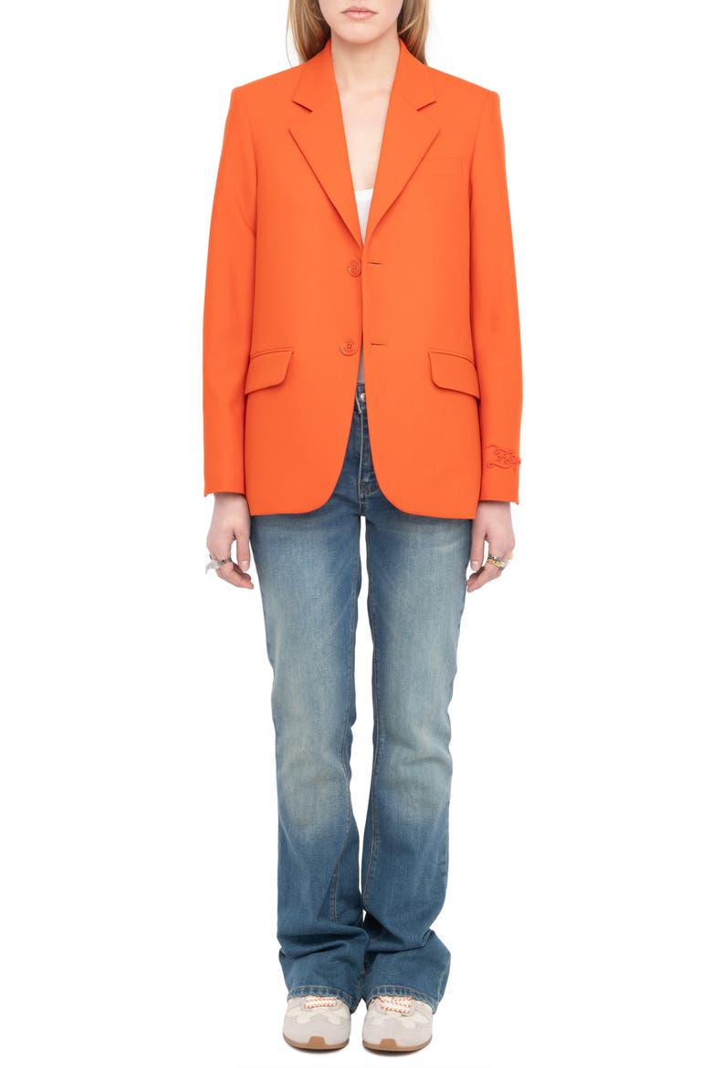 Notch Lapel Jacket, Alternate, color, TANGERINE
