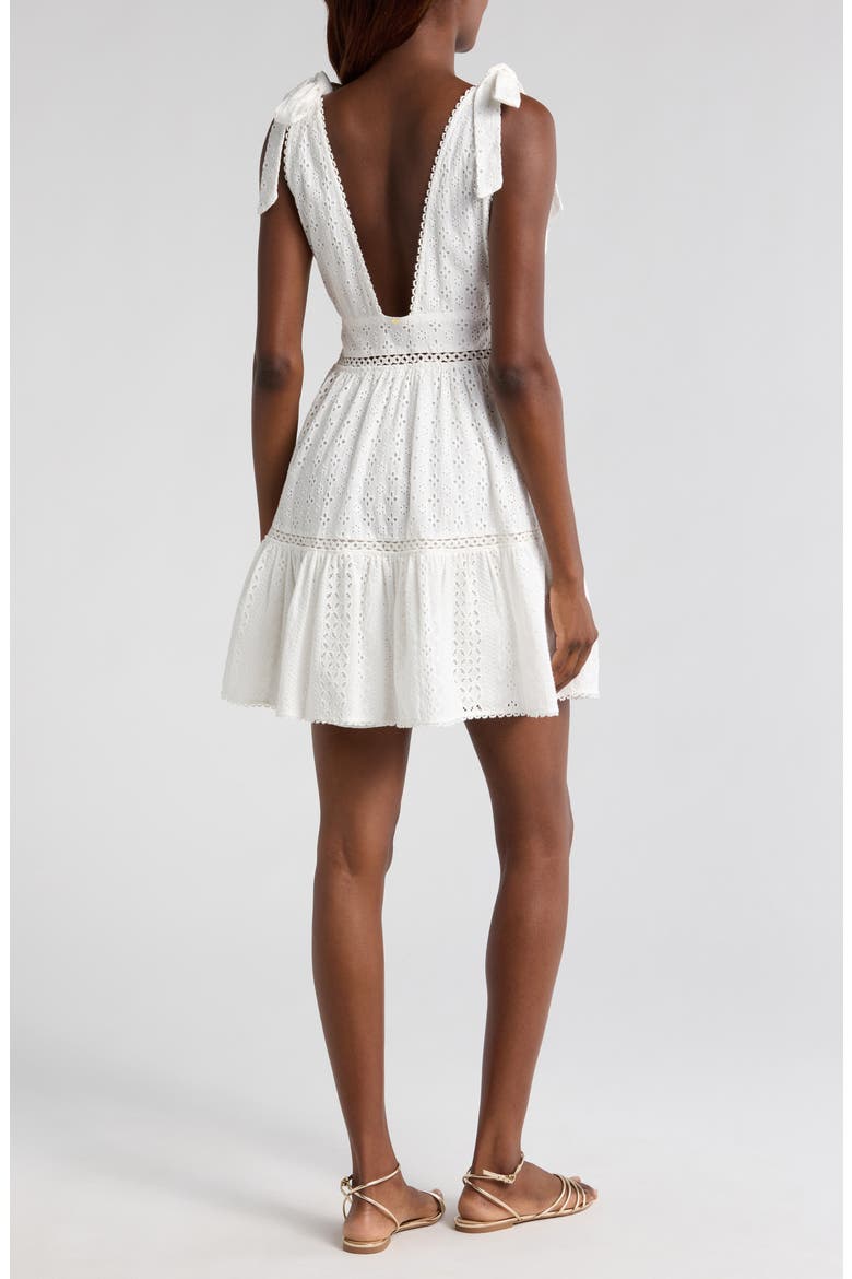 Cara Sequin Eyelet Cotton Cover-Up Mini Sundress, Alternate, color, NATURAL WHITE PLAIN