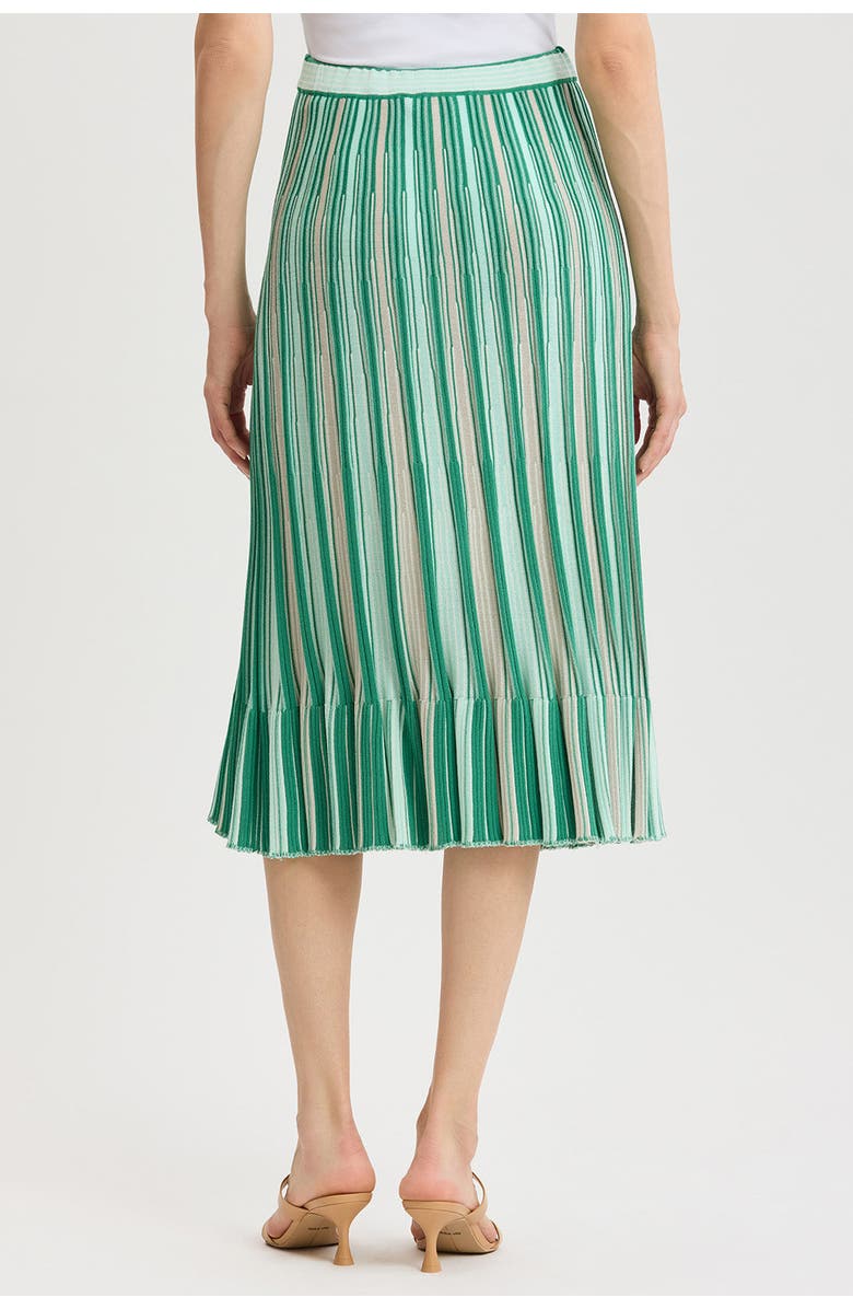 Ming Wang Flared Flounce Soft Knit Midi Skirt, Alternate, color, Kelly Green/Eucalyptus/Ivory