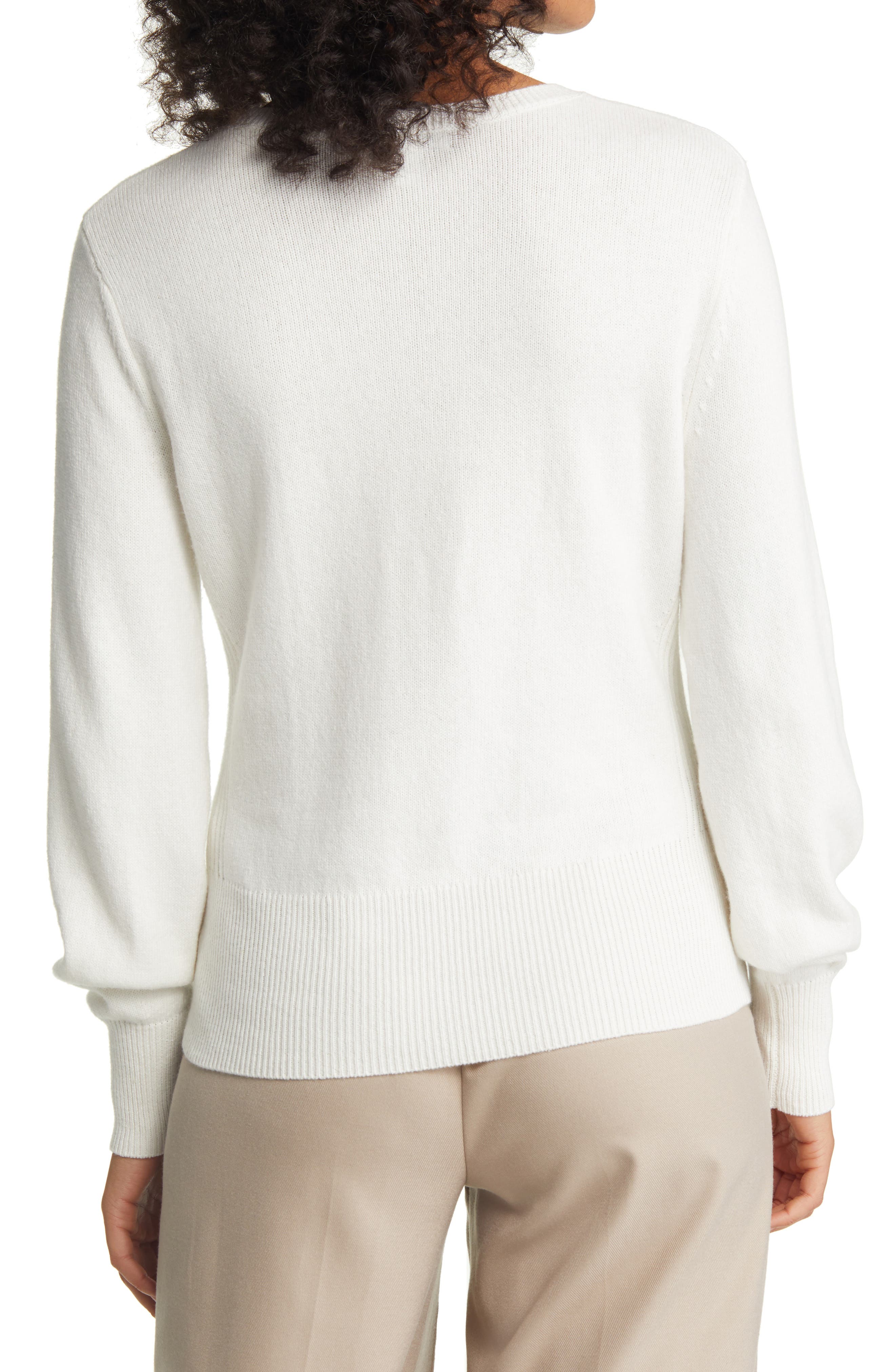 Puff Sleeve Cotton & Wool Sweater - image 2