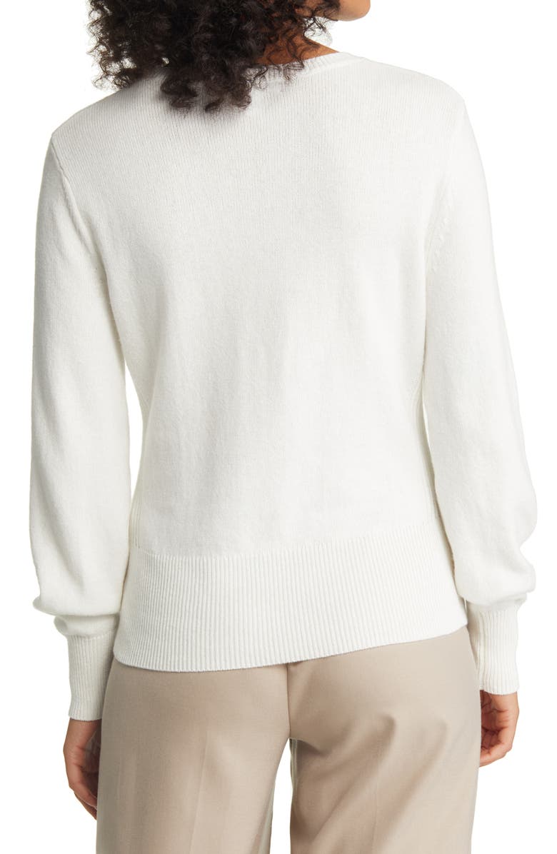 Nordstrom Puff Sleeve Cotton & Wool Sweater, Alternate, color, Ivory Cloud