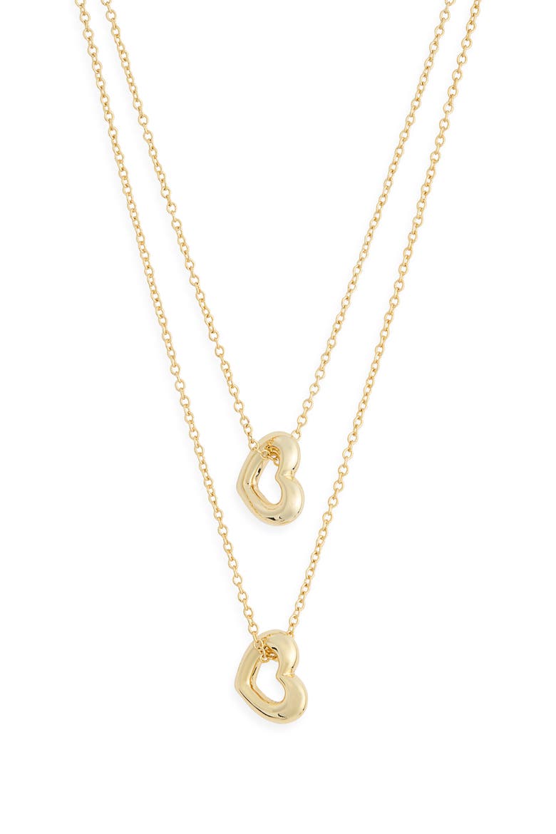 Together Is My Favorite Place To Be Set of 2 Open Heart Pendant Necklaces, Alternate, color, GOLD
