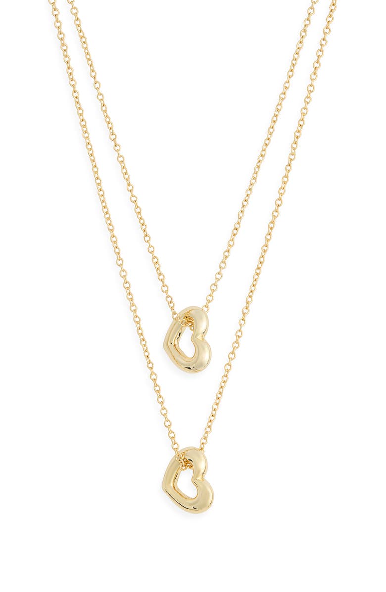 Leith Together Is My Favorite Place To Be Set of 2 Open Heart Pendant Necklaces, Alternate, color, Gold