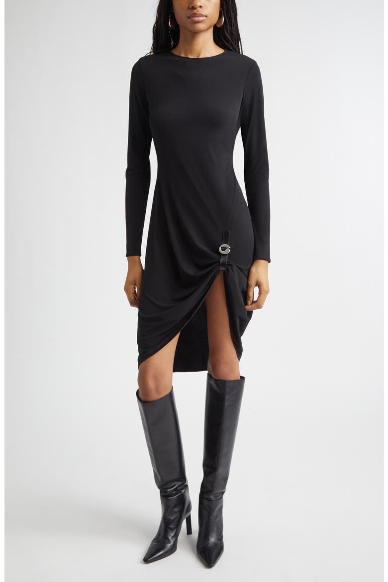 Suspended Long Sleeve Jersey Dress, Main, color, BLACK