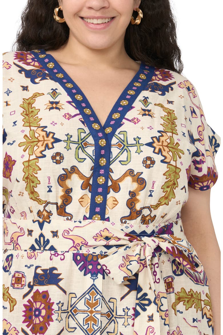 Printed Belted Midi Dress, Alternate, color, NEW IVORY