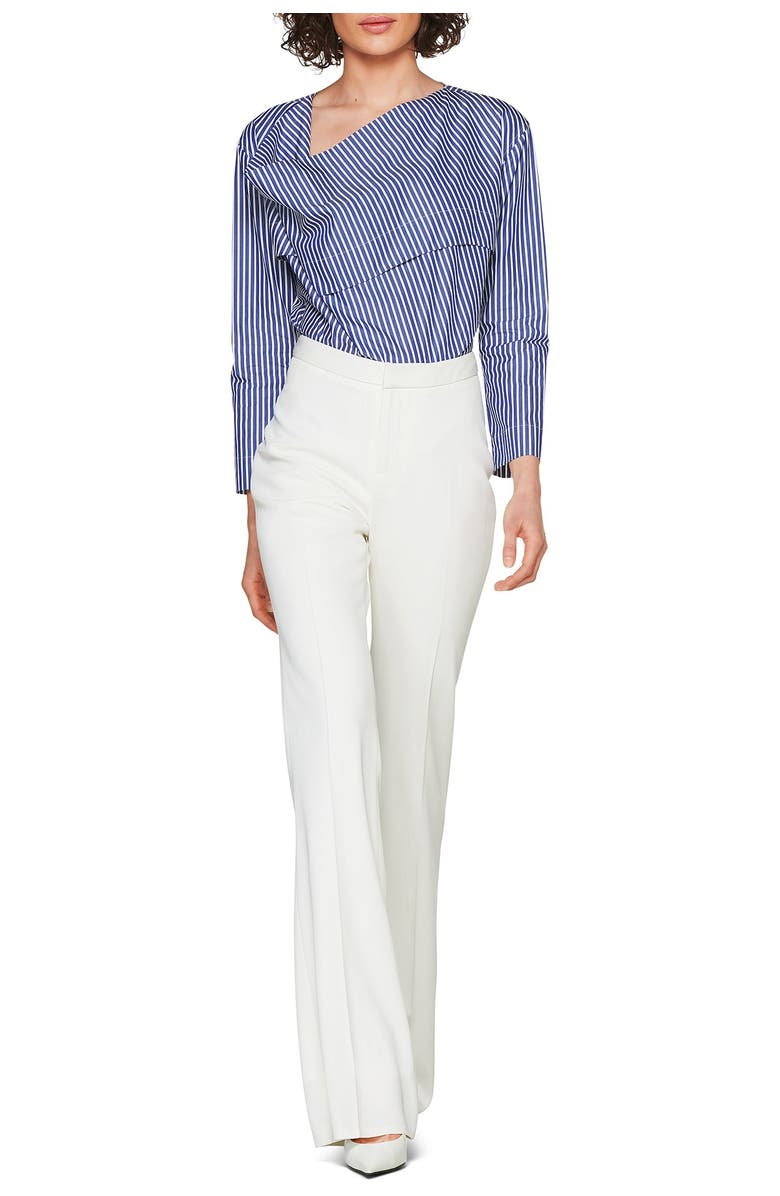 SUISTUDIO Cai Striped Drape Neck Blouse, Main, color,