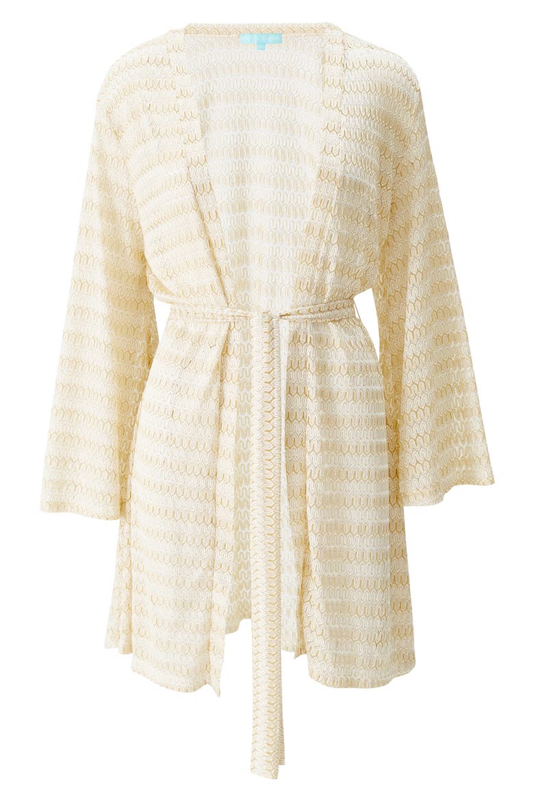 Anna Metallic Long Sleeve Cover-Up, Alternate, color, GOLD/CREAM