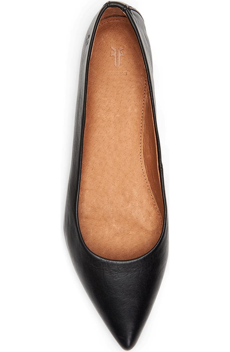 Frye Sienna Pointy Toe Ballet Flat, Alternate, color, Black Polished Soft