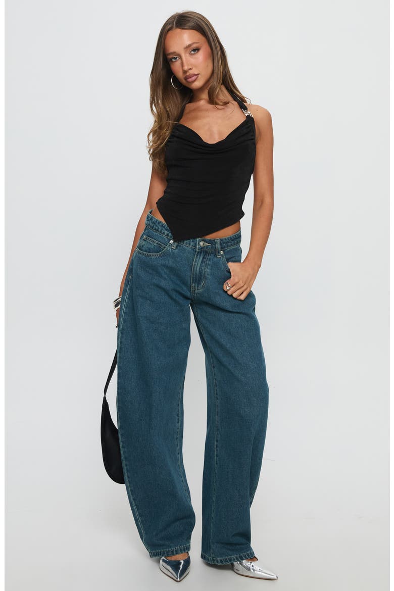 Juda Mid Rise Barrel Leg Jeans, Alternate, color, MID BLUE WASH