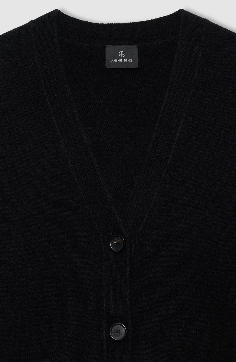 ANINE BING Jackson Cardigan, Alternate, color, Black