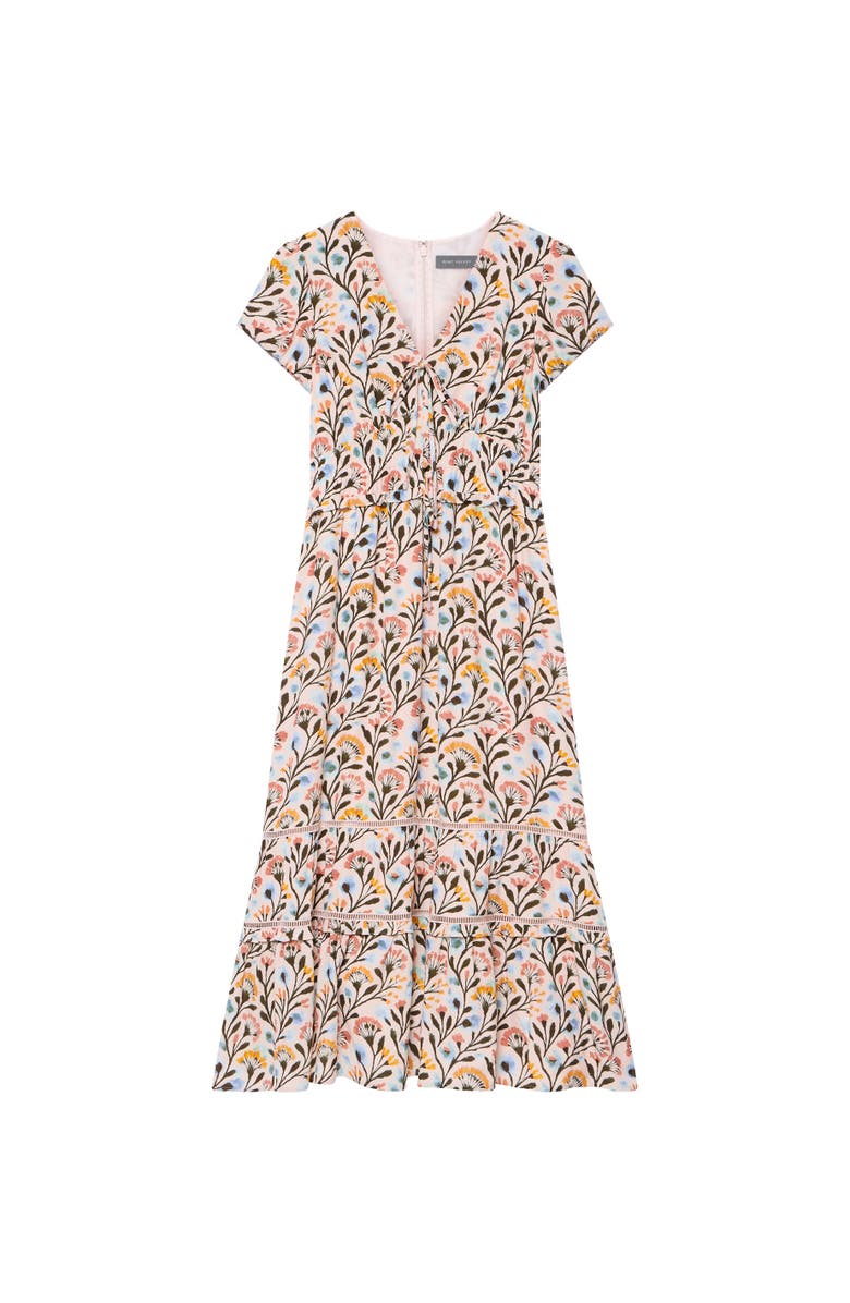 MINT VELVET Floral Print V-Neck Midi Dress, Alternate, color, Orange