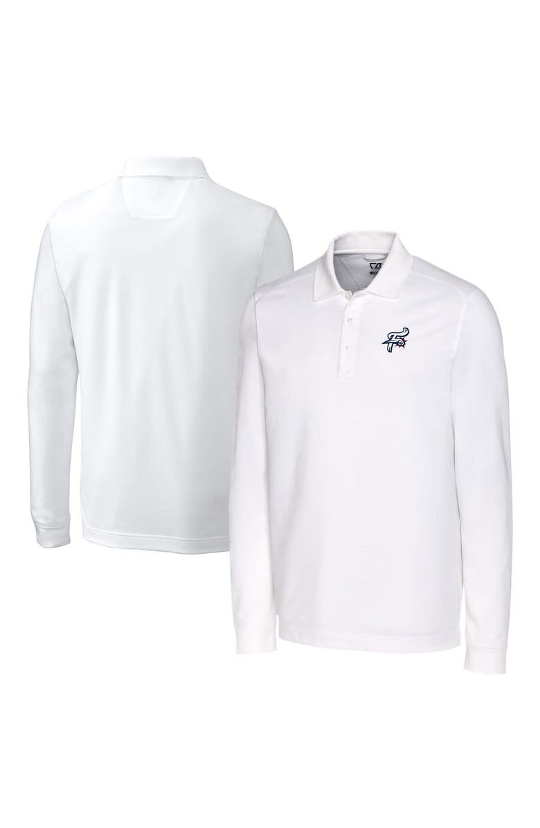 Cutter & Buck Men's Cutter & Buck  White Reading Fightin Phils Advantage Tri-Blend Pique Big & Tall Long Sleeve Polo, Main, color, 