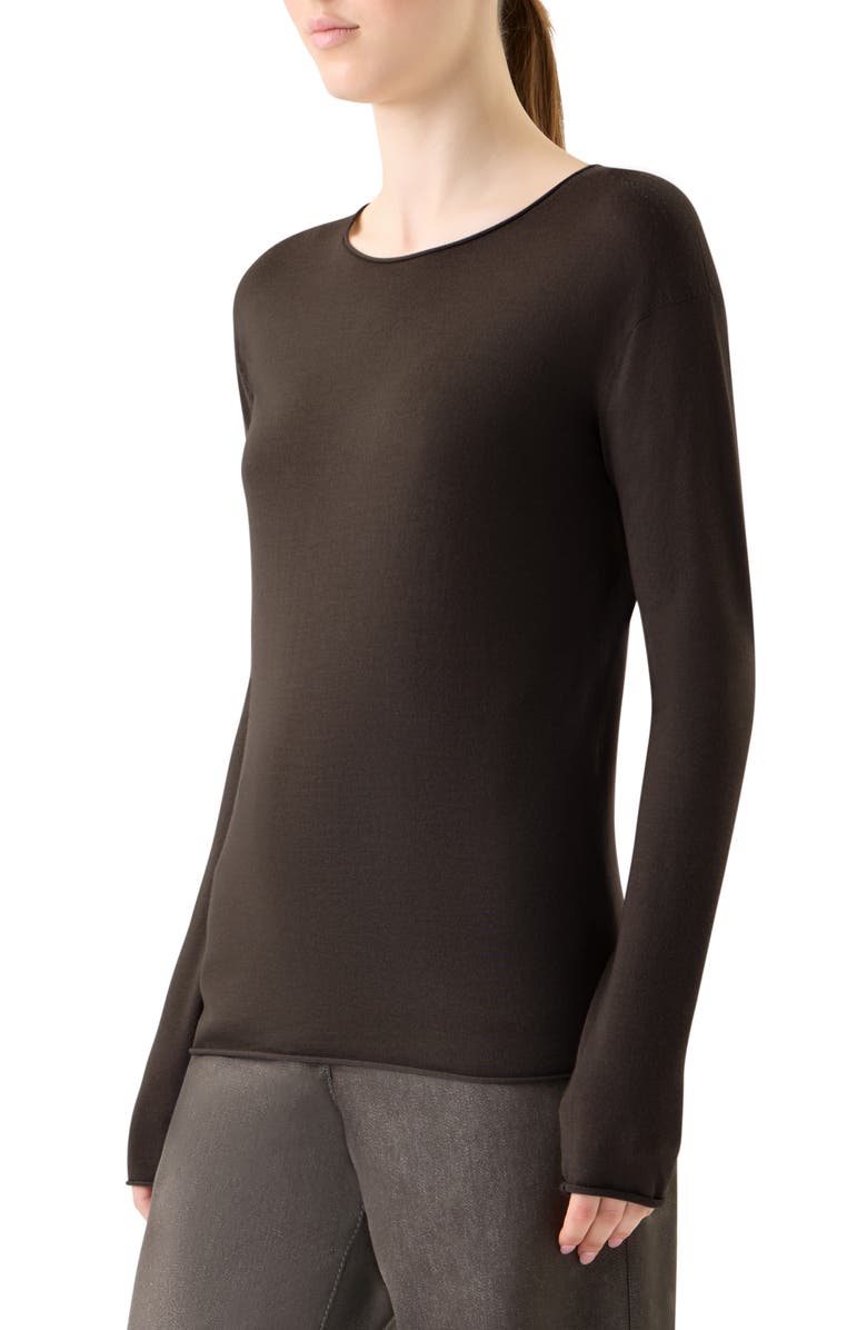 Akris punto Wool Crewneck Top, Alternate, color, Bark