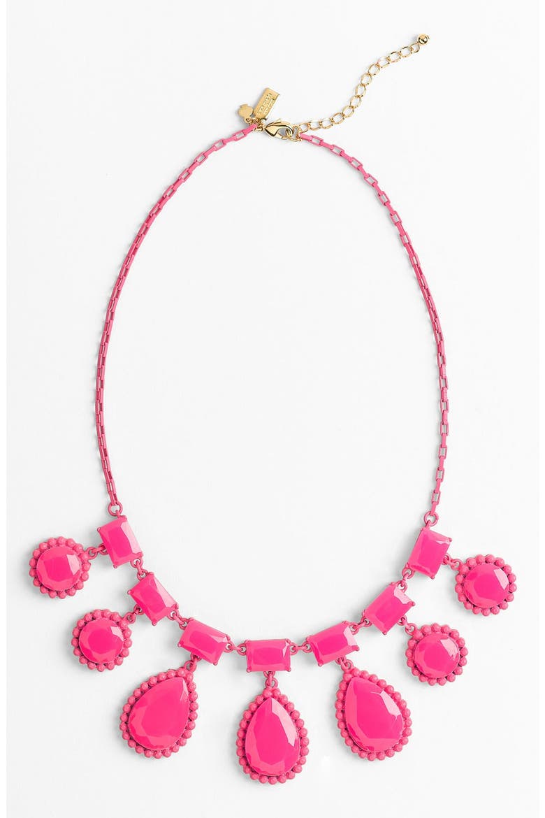 'painted jewels' bib statement necklace, Main, color, FLUORESCENT PINK