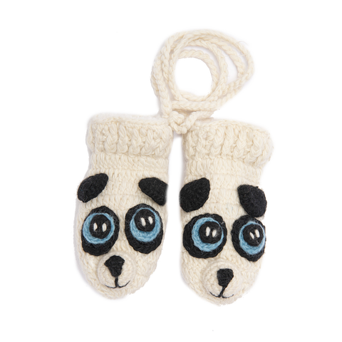 Hand Crochet Panda Mittens