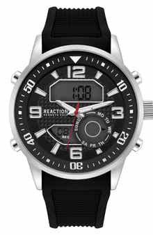 Kenneth Cole Reaction Analog Digital Silicone Strap Chronograph Watch, 46mm