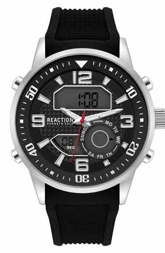 Kenneth Cole Reaction Analog Digital Silicone Strap Chronograph Watch, 46mm