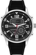 Kenneth Cole Reaction Analog Digital Silicone Strap Chronograph Watch, 46mm