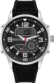 Kenneth Cole Reaction Analog Digital Silicone Strap Chronograph Watch, 46mm
