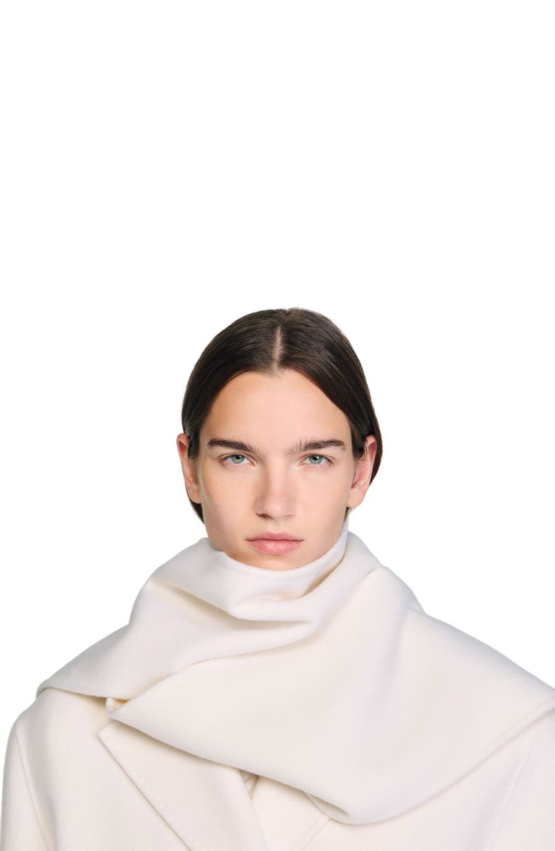 SANDRO Oversized wool coat, Alternate, color, Ecru