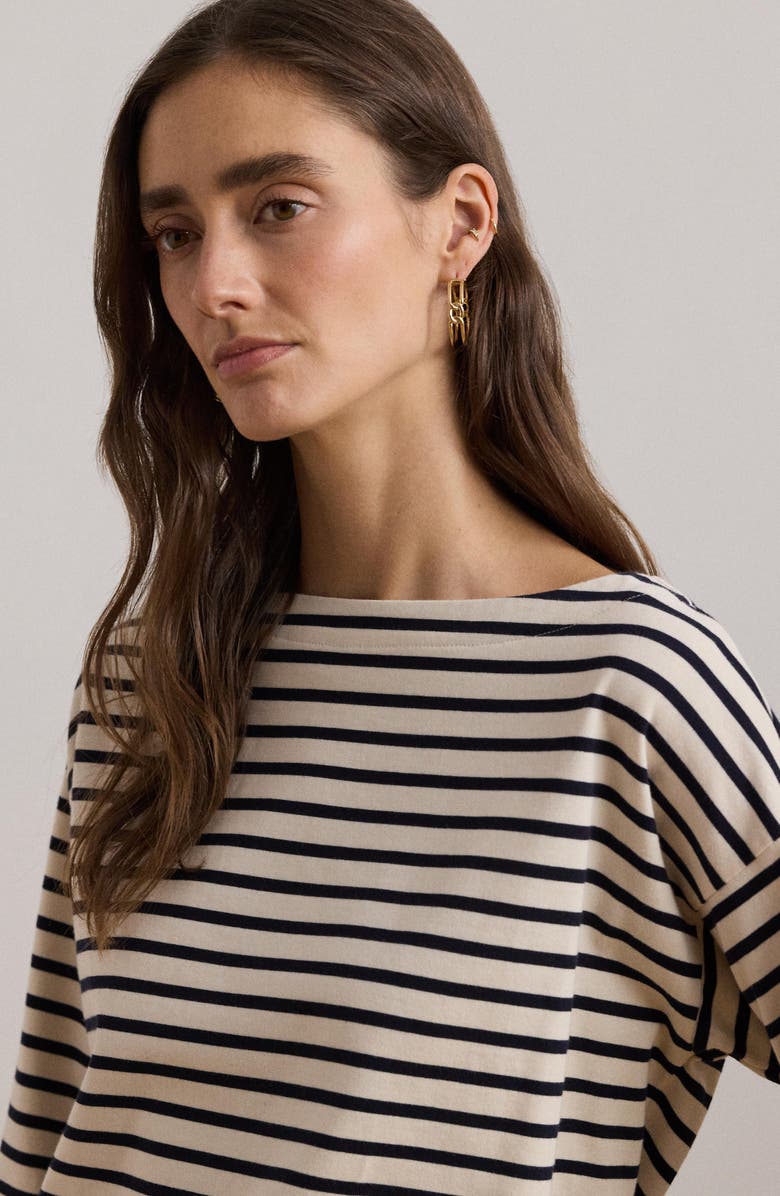 Lauren Ralph Lauren Stripe Cotton Boat Neck Top, Alternate, color, 