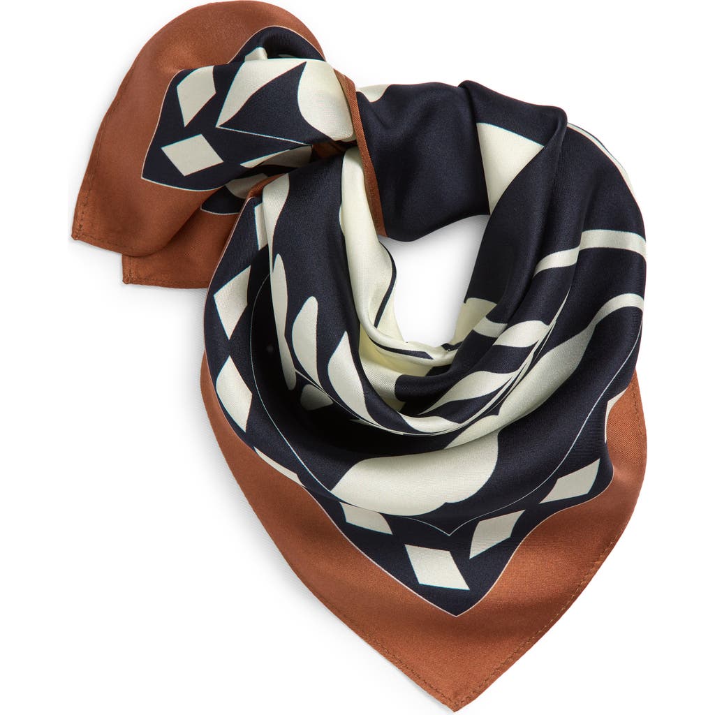 Shop Nordstrom Print Silk Square Scarf In Navy Botanical