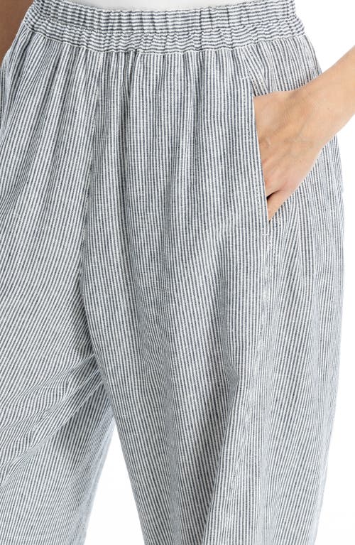 MAX STUDIO MAX STUDIO STRIPE LINEN BLEND BARREL PANTS