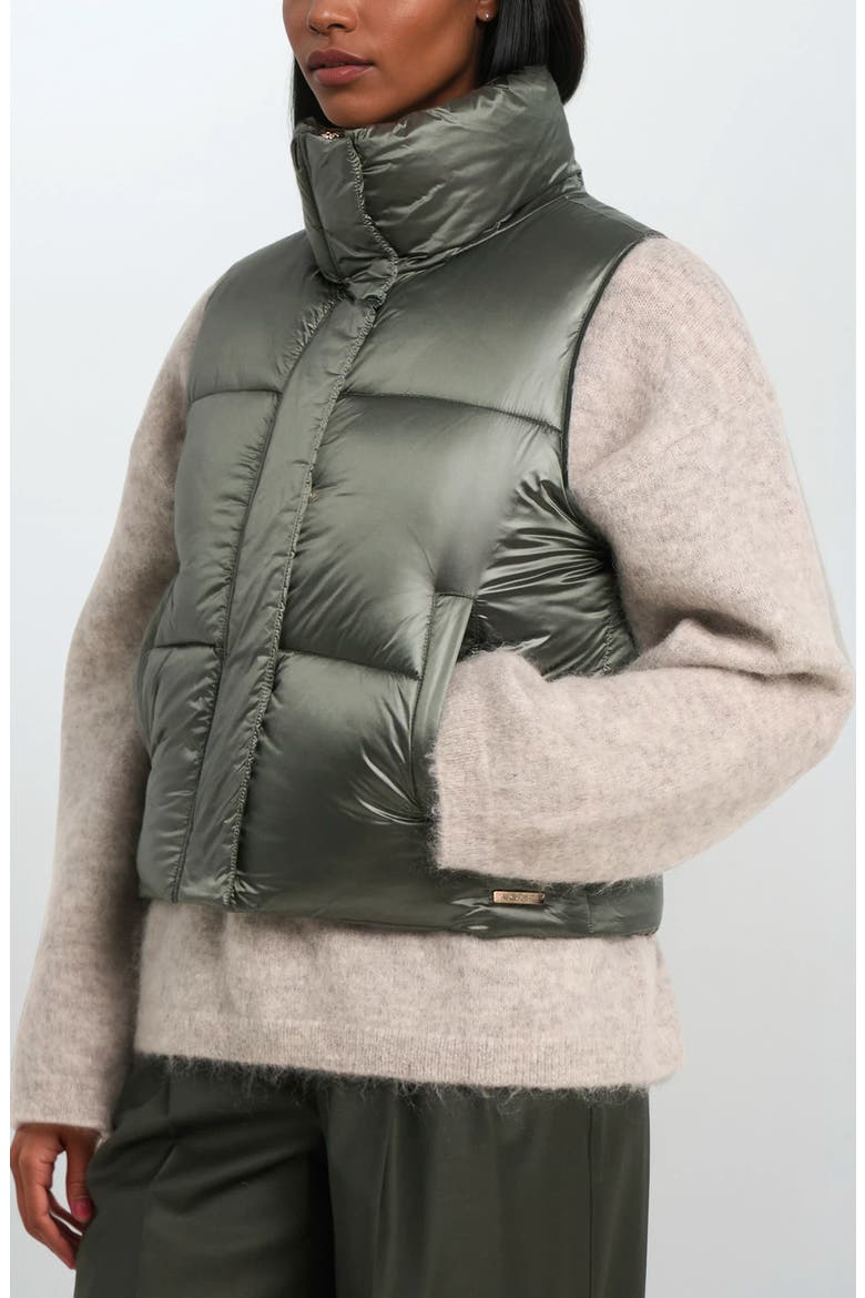 Cropped Puffer Vest, Alternate, color, PINE