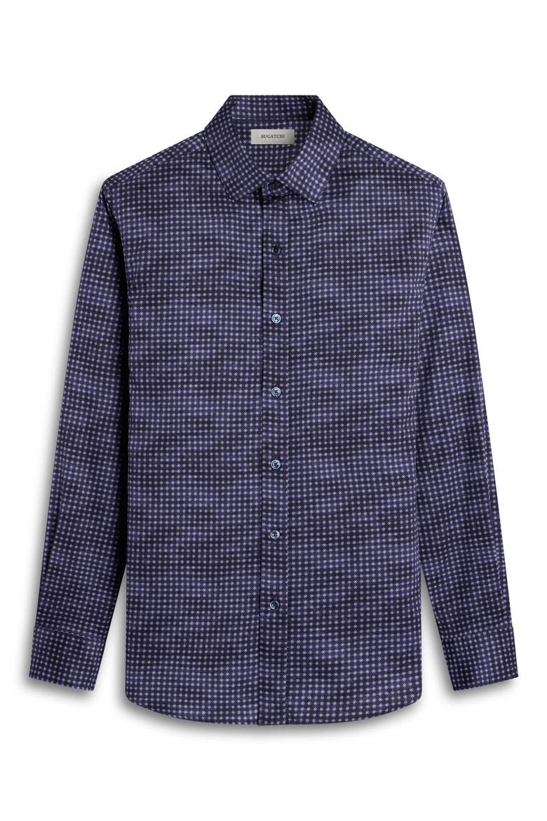 Axel Shaped Fit Geo Floral Stretch Cotton Button-Up Shirt, Alternate, color, NAVY