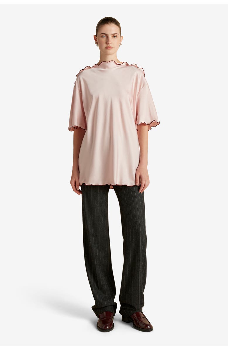 Marina Moscone Cady T-Shirt with Scalloped Edge, Alternate, color, Camellia
