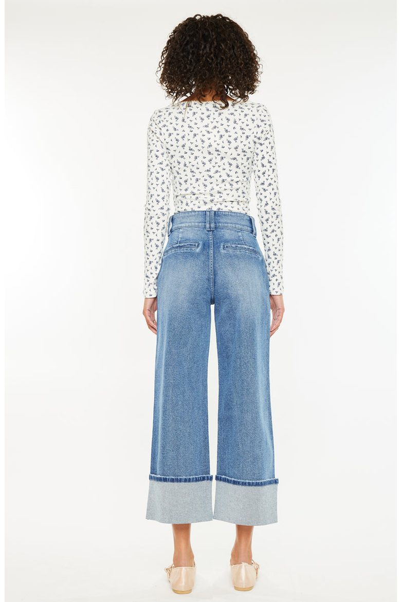 Irna 90's Cropped Wide Leg Jeans, Alternate, color, Dark Wash