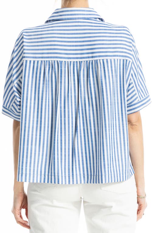 Max Studio Stripe Elbow Sleeve Button-up Shirt