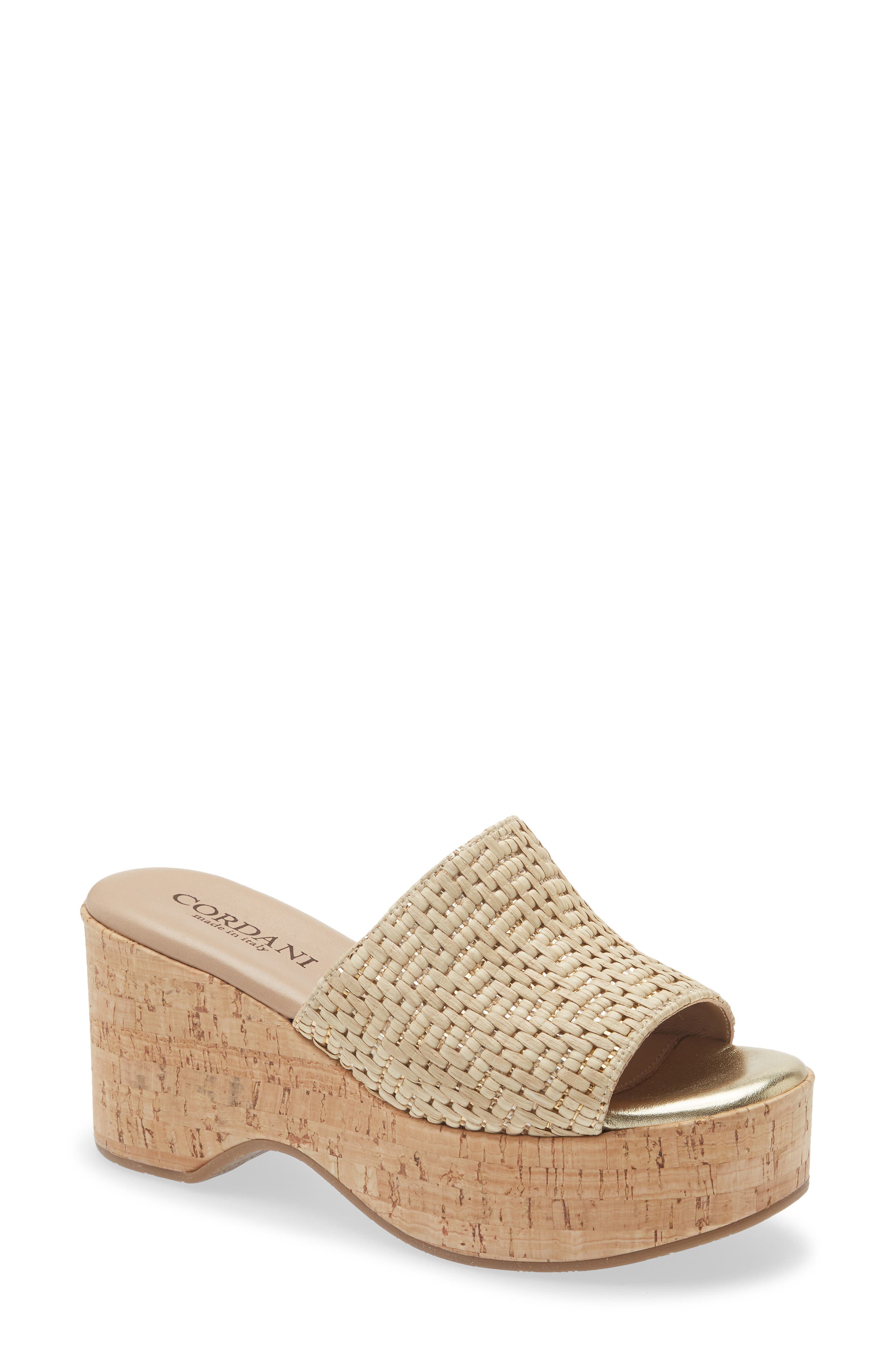 Cordani Joey Platform Slide Sandal, Main, color, Beige Raffia