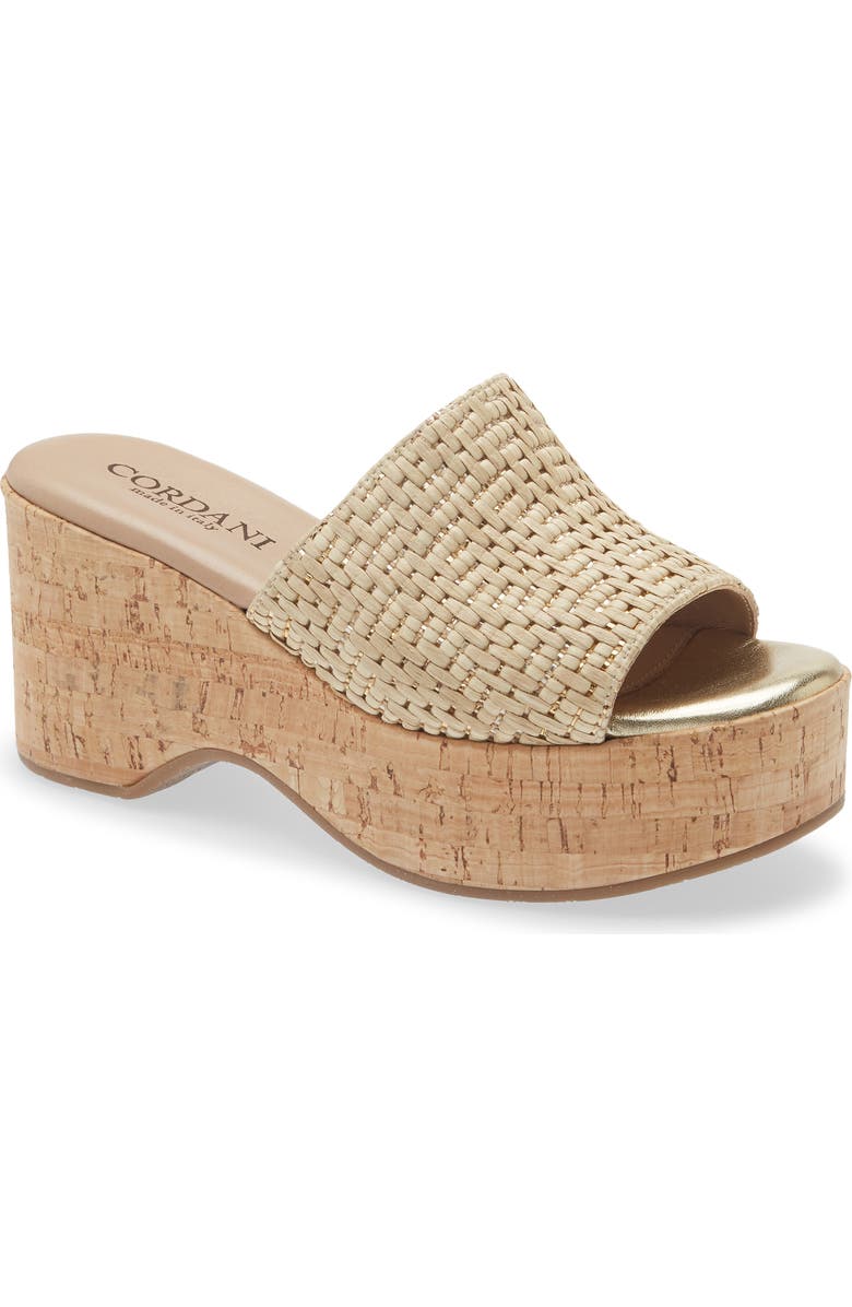 Cordani Joey Platform Slide Sandal, Main, color, Beige Raffia