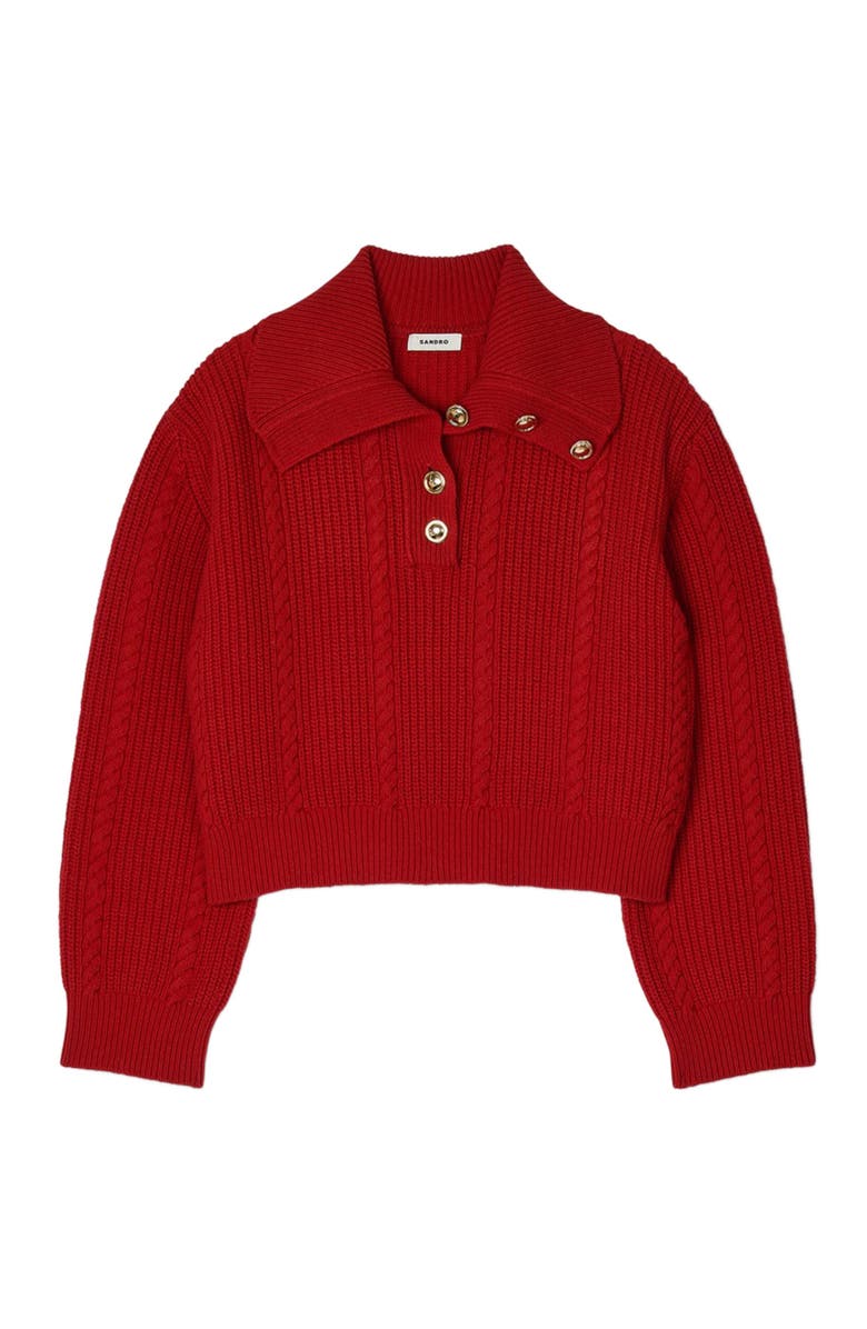 SANDRO Buttoned neck sweater, Alternate, color, 