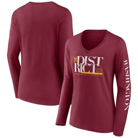 Women's Fanatics Branded Burgundy Washington Commanders Hometown Sweep Long Sleeve V-Neck T-Shirt