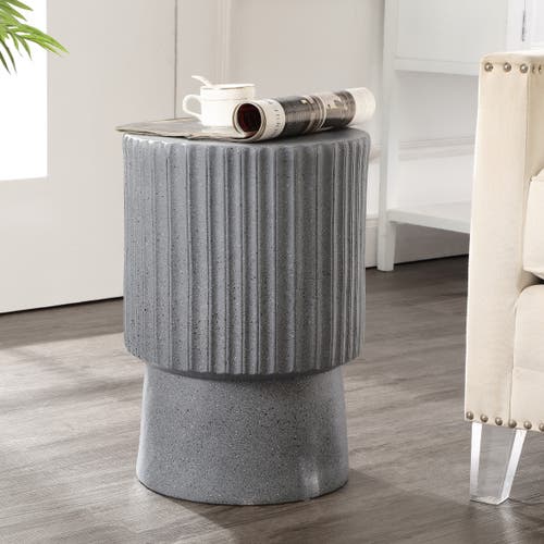 JONATHAN Y JONATHAN Y LOUISA 19" MODERN ART DECO TAMBOUR INDOOR/OUTDOOR ACCENT TABLE