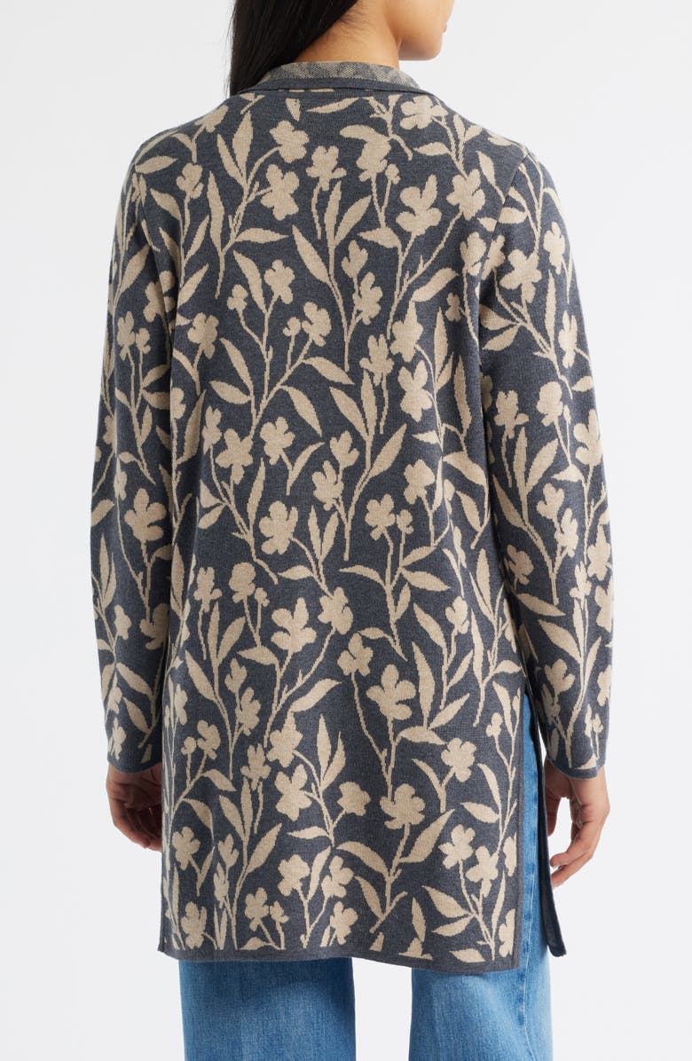 Hatley Floral Vines Jacquard Open Front Cardigan, Alternate, color, Grey
