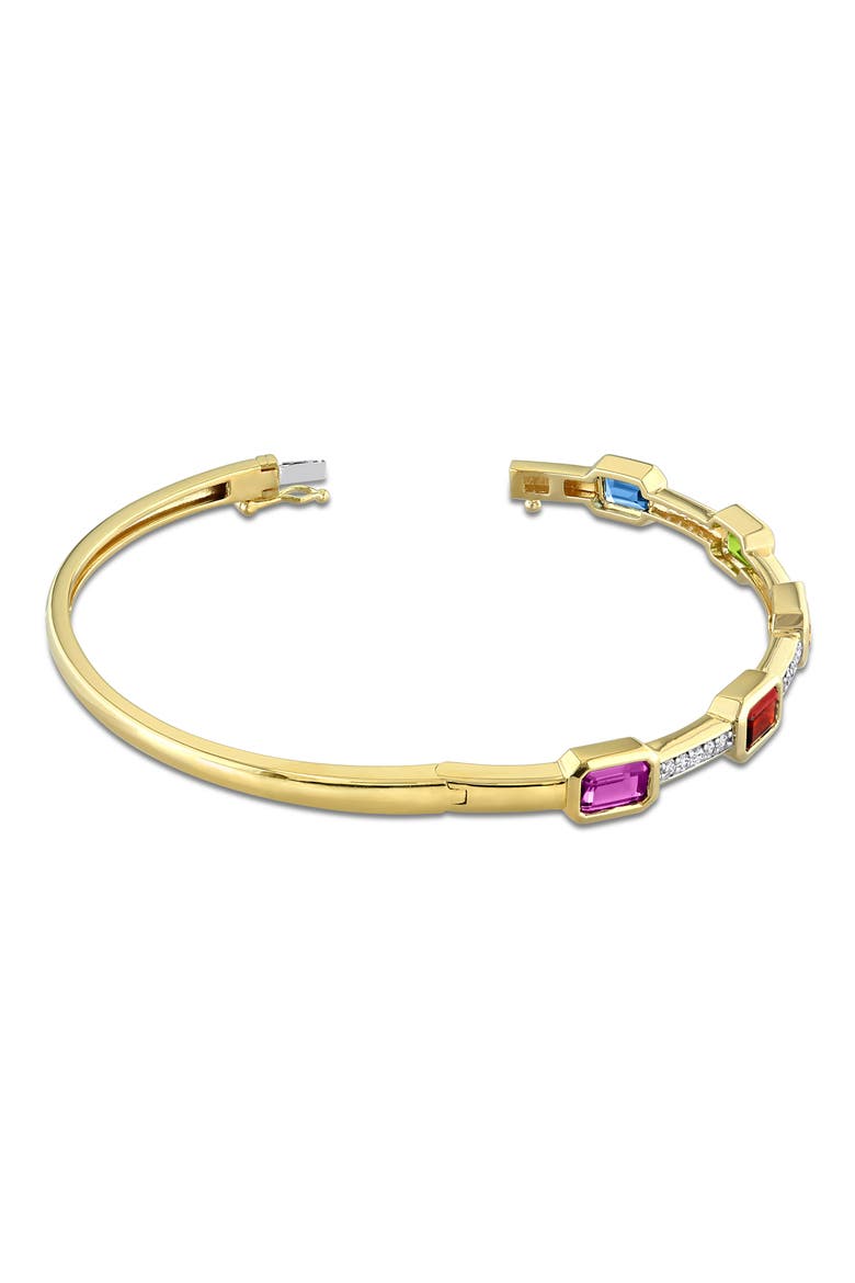 Multi-Gemstone Goldtone Bangle Bracelet, Alternate, color, MULTI