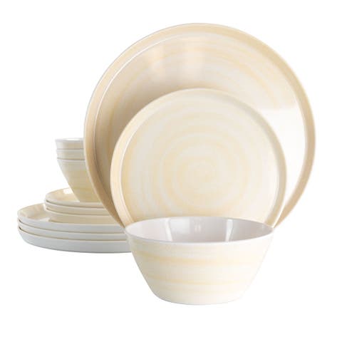 Crafted Clay 12 Piece Lightweight Melamine Dinnerware Set