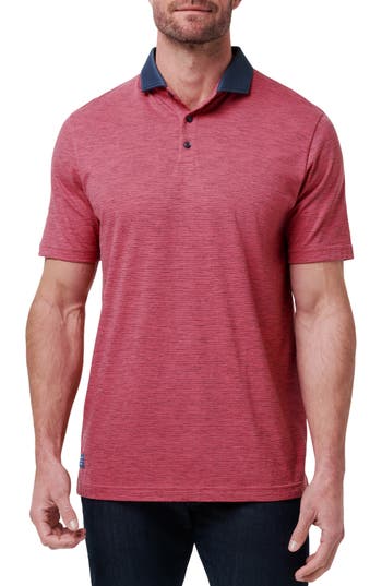 Travismathew Common Interest Space Dye Stripe Polo In Pink
