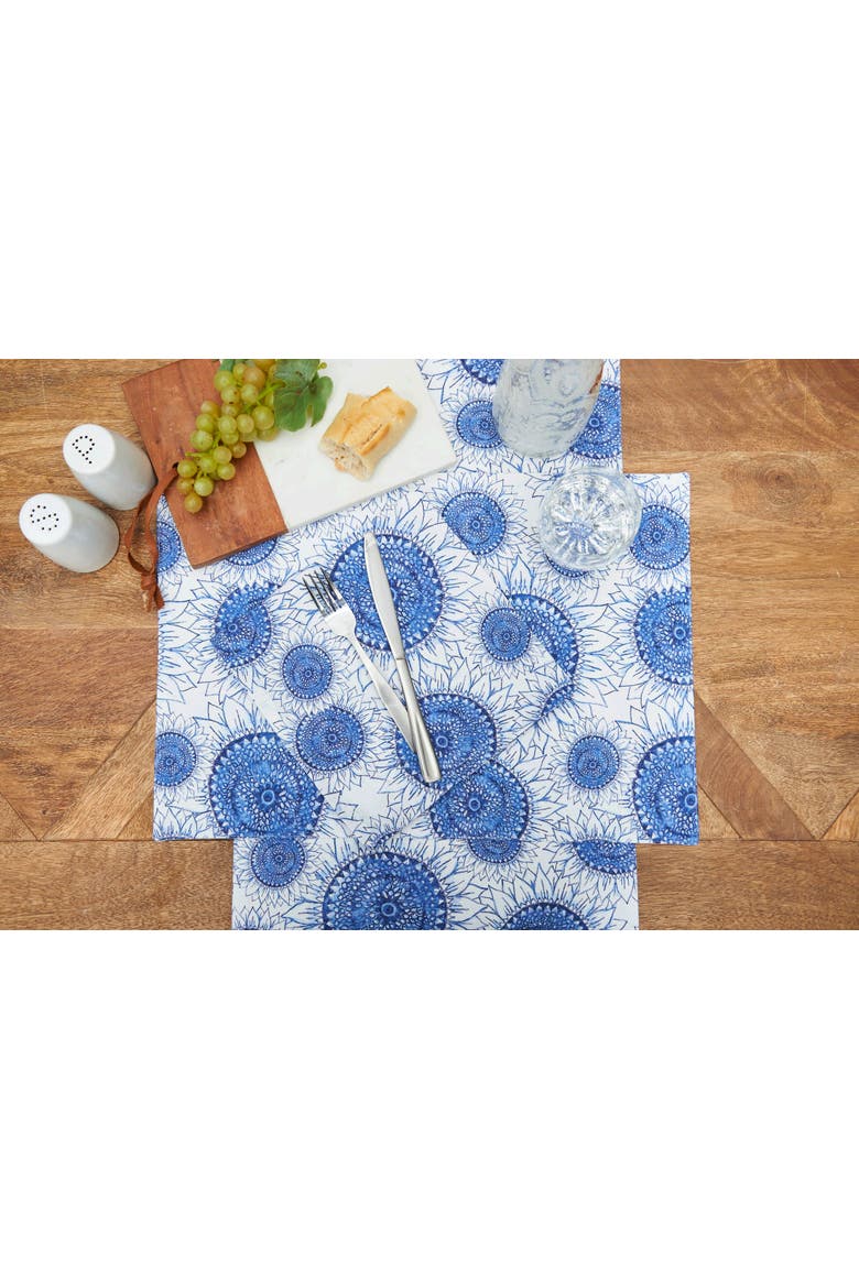 Blue Harvest Sunflower Cloth Napkins, Set of 6, Alternate, color, Blue