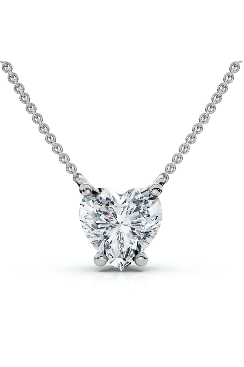 Certified 3Ct Heart Solitaire Diamond Pendant Necklace 14k Gold Lab Grown, Main, color, White Gold