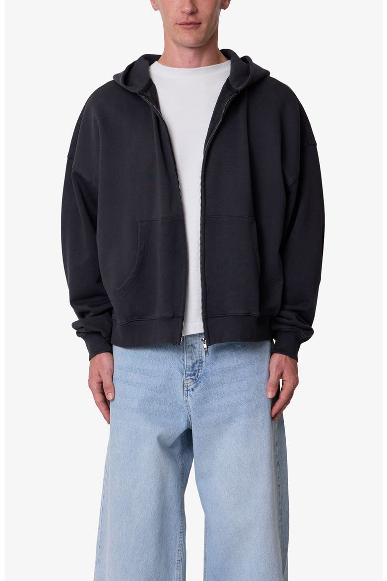 Heavyweight Basic Zip-Up Cotton Hoodie, Main, color, WASHED BLACK