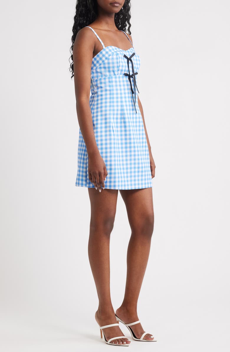 Sister Jane Gingham Cotton Minidress, Alternate, color, Blue