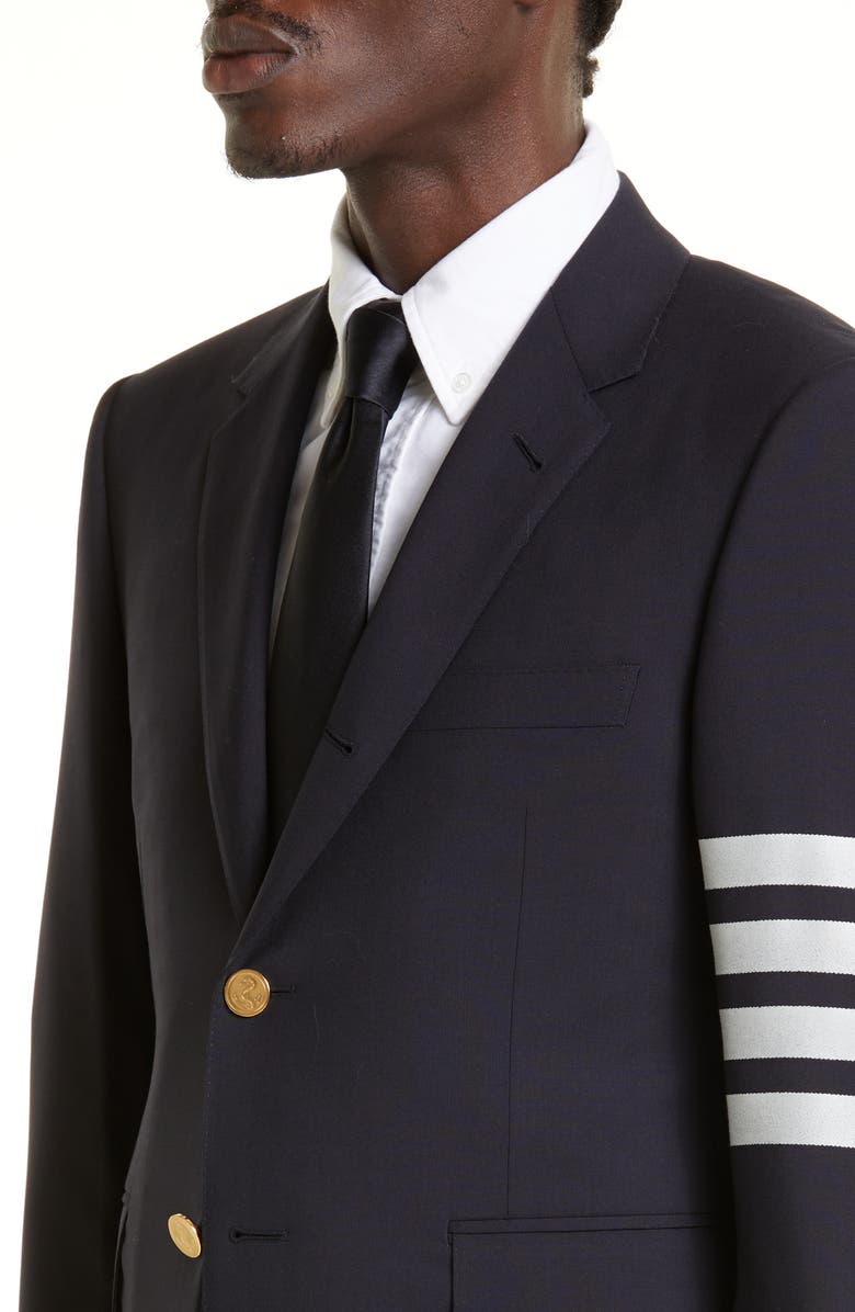 Thom Browne 4 Bar Mélange Wool Sport Coat, Alternate, color, Navy
