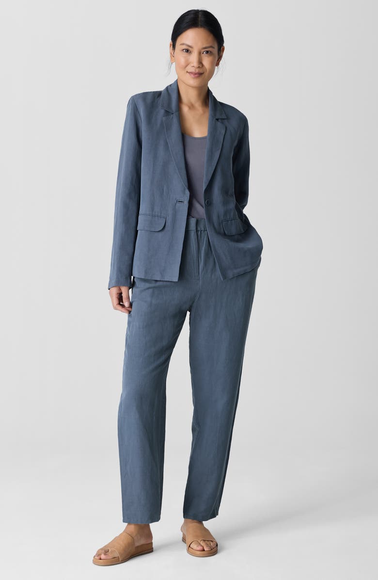 Eileen Fisher Organic Linen & Silk Blazer, Alternate, color, Eclipse