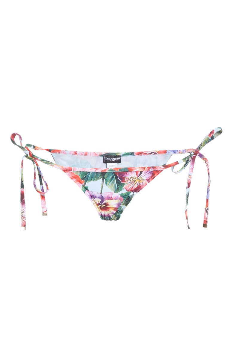 Dolce&Gabbana Pansy Print Side Tie Bikini Bottoms, Alternate, color,